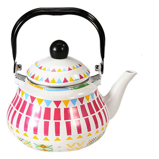 1.5L-2.5L Enamel Kettle Color Bar Heating Water Bottle Enamel Color Kettle Household Induction Cooker Gas Stove Boiling Water: 2.0L / White