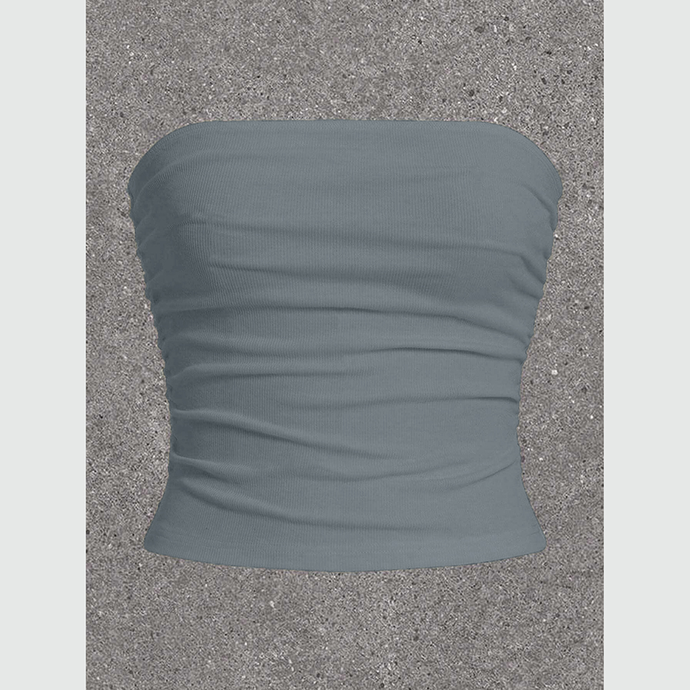 Mia Muse mouwloze tanktops en camis voor dames, off-shoulder skinny fit, Koreaanse stijl, effen zomer, casual basic tops: XS / GRIJS