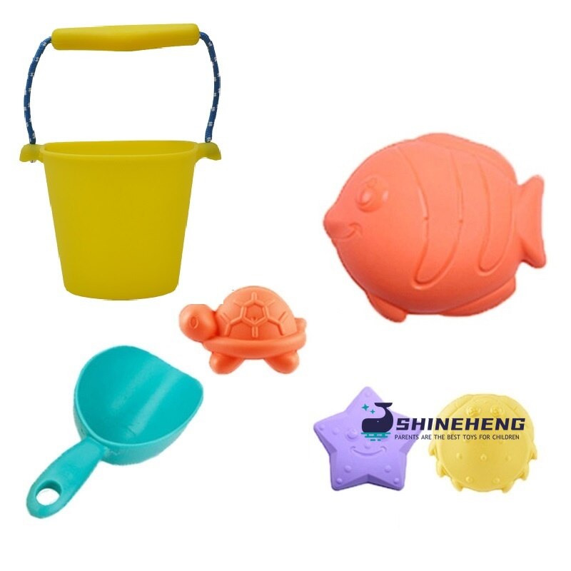 Children Beach Toys Silicone Bucket Summer Digging Sand Tools Summer Baby Water Game Play Outdoor Toy Set Sandbox for Boys Girls: SKU-002