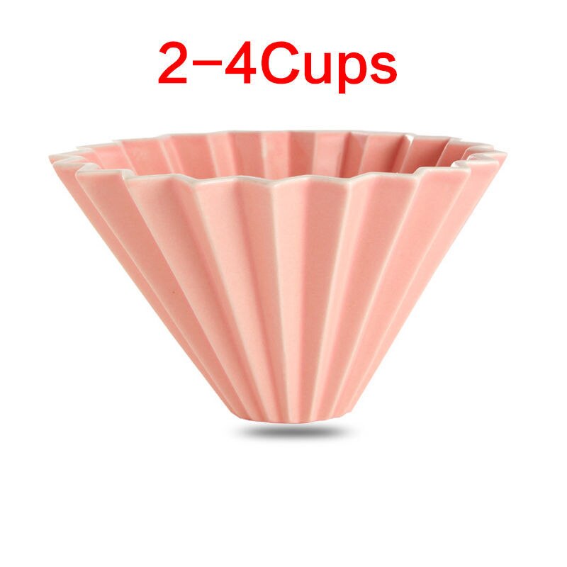 Ceramic Coffee Dripper 1-2Cups 1-4Cups Engine Style Coffee Drip Filter Cup Permanent Pour Over Coffee Maker: 2-4 Cups Pink