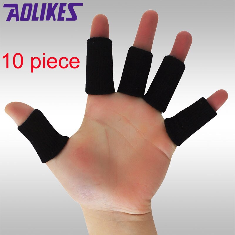 TIMOWIN 10 stücke Sport Finger Schiene Schutz Bands Hohe Elastische Finger-schutz-schutz Unterstützung dehnbar Sport Hilfe Band Basketball: Schwarz