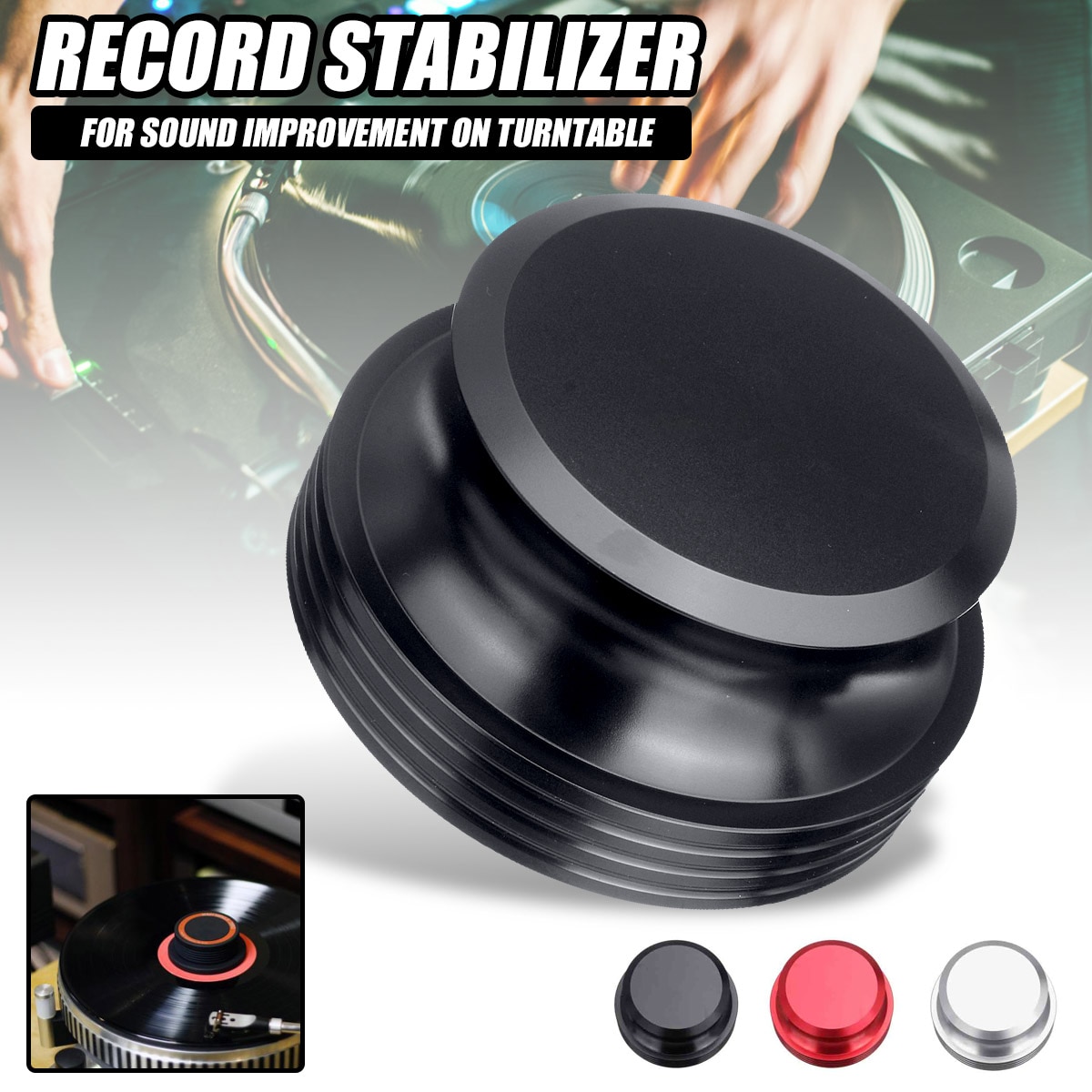 Zwart/Zilver/Rood Draaitafels Stabilizer Clamp Lp Vinyl Draaitafels Disc Voor Record Stabilizer Gewicht Vibratie Evenwichtige