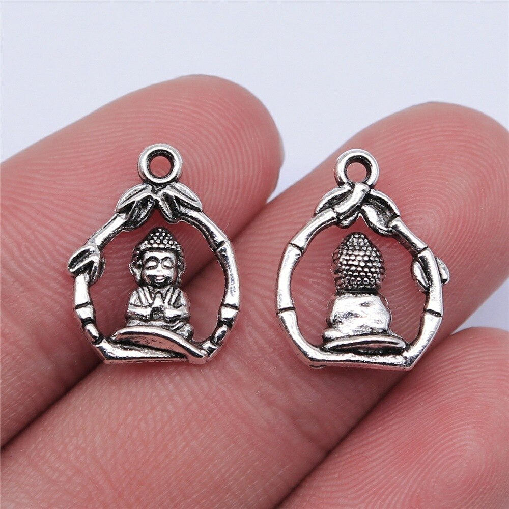 10 stücke Buddha Charme Antike Silber Farbe Buddha Statue Anhänger Reize Buddhismus Buddha Charme Für Schmuck Machen: B15474-16x12mm