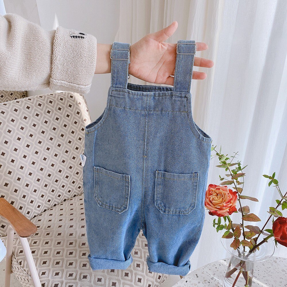 Kinderkleding Voorjaar Zomer Overalls Voor Kinderen Grote Pocket Jeans Katoen Denim Broek Baby Meisje Koreaanse Stijl Jumpsuits