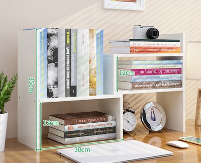 Wooden Desk Organizer Stationery Students Simple Wooden Bookshelf Office School Mini Bookcase Desktop Rack With Screwdriver: white