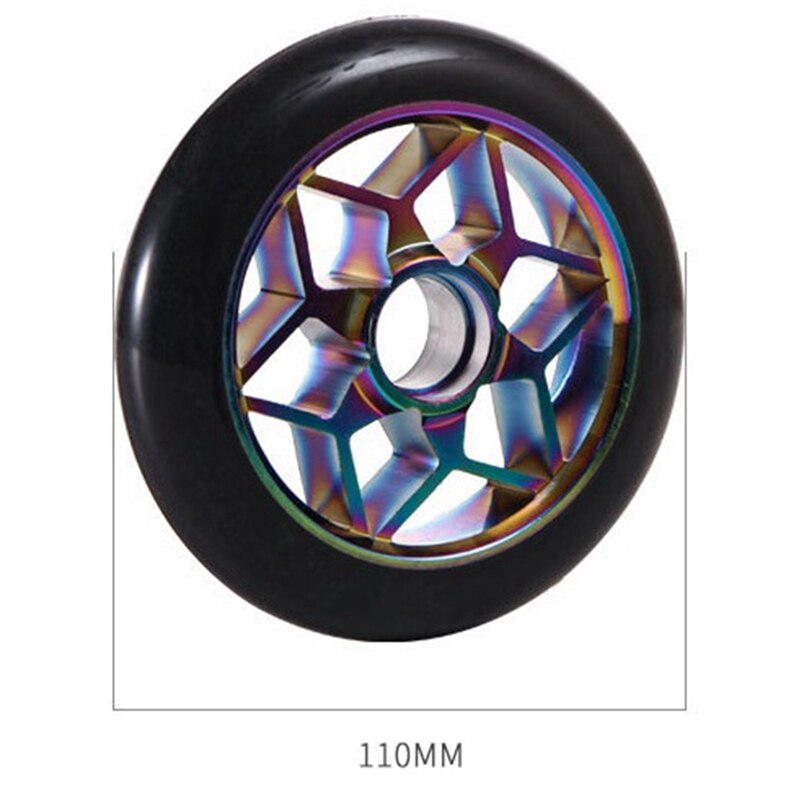 Gosera 2 PièCes SéRies Scooter Accessoires 110Mm Roues de Scooter Roues ColoréEs PU Roues de Voiture Cascade ÉPaisses avec Roulements (Noir