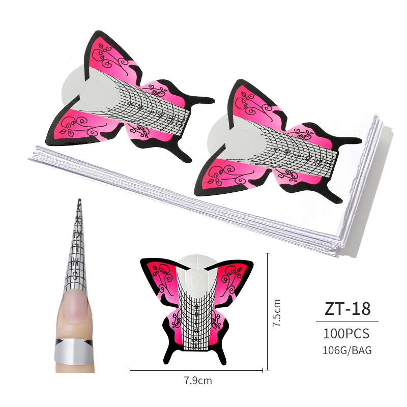 100 Pcs/Lot French Nail Form Tips Nail Extension Art Tools False Nails Art DIY Guide Forms Manicure Set Nail Forms Extension: 18