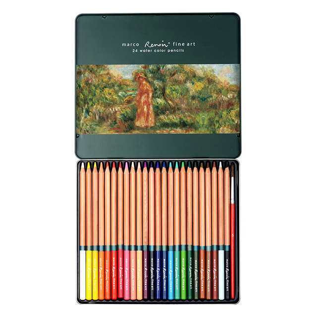 Marco Renoir 100/72/48/36/24 woda kredki profesjonalny olej ołówek zestaw artystyczny szkic kolor kredki Andstal: 24 Aqua Colors