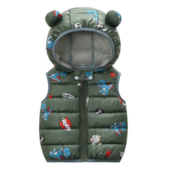 automne hiver bébé gilet à capuche dessin animé dinosaure enfant en bas âge fille gilet 1-4 ans enfants enfant veste sans manches