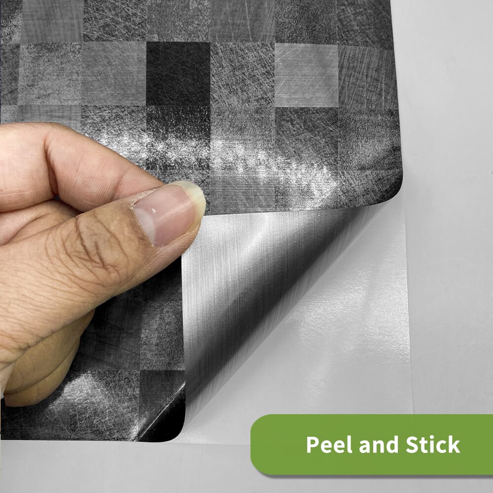 Funlife® Brushed Silver Mosaic Tile Sticker Peel&amp;Stick Self-Adhesive Kitchen Backsplash kitchen DIY Easy to Clean Wall sticker: 10x10cmx100pcs