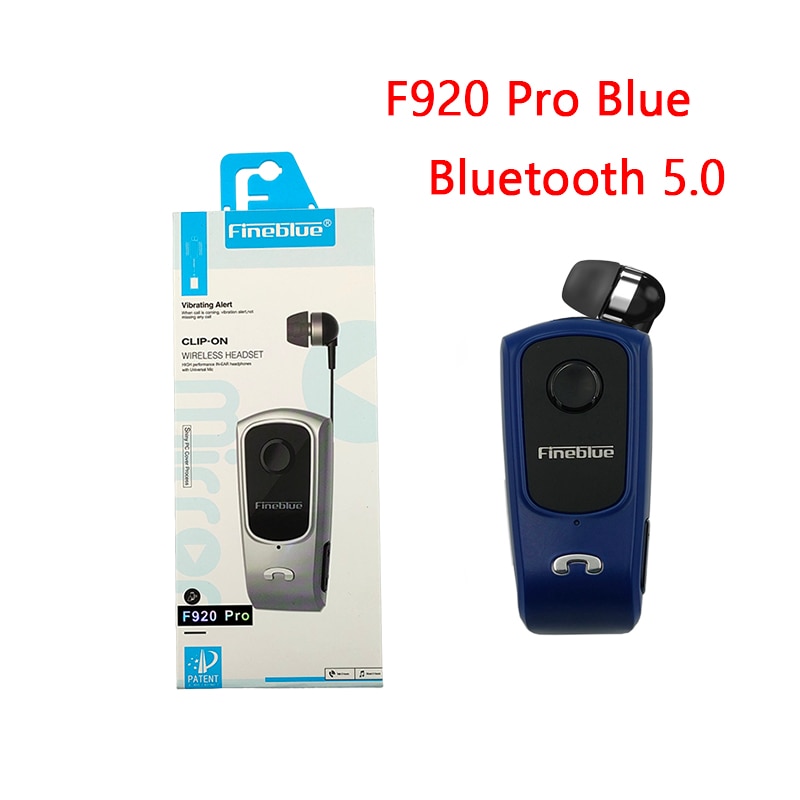 Fineblue F920 Pro Mini Earphone Bluetooth 5.0 Retractable Headset Wireless Clip for iPhone SAMSUNG Bluetooth-headphone Sports: Blue with box