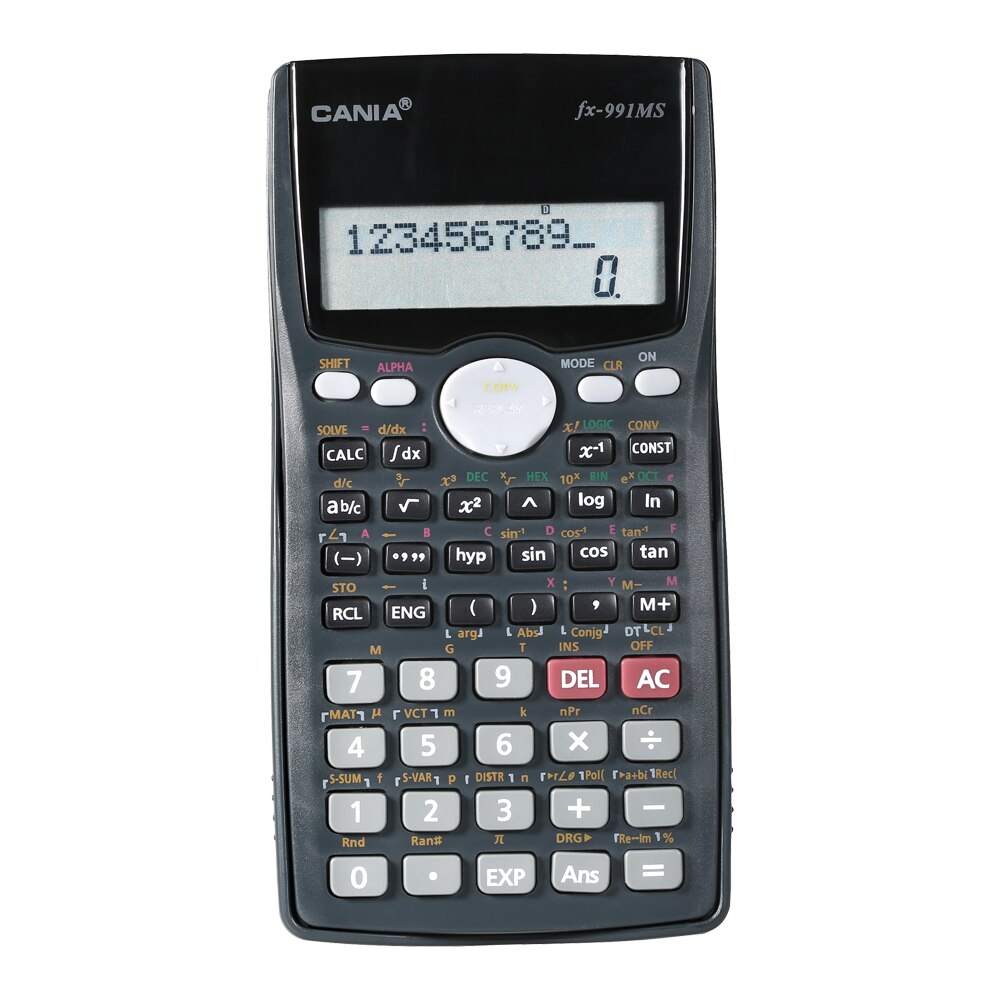 Scientific Calculator Counter 401 Functions Matrix Dot Vector Equation Calculate Solar and Battery Dual Powered 2 Line Display