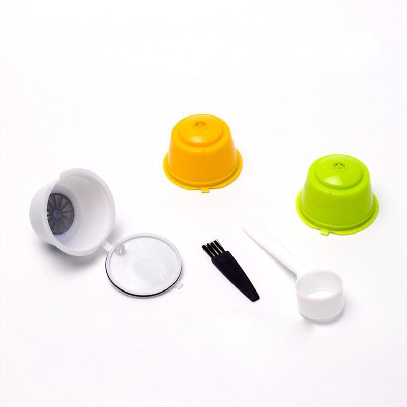 5pcs/set Reusable Coffee Capsule Filter Cup for Nescafe Dolce Gusto Refillable Caps Spoon Brush Filter Baskets Pod Taste Sweet