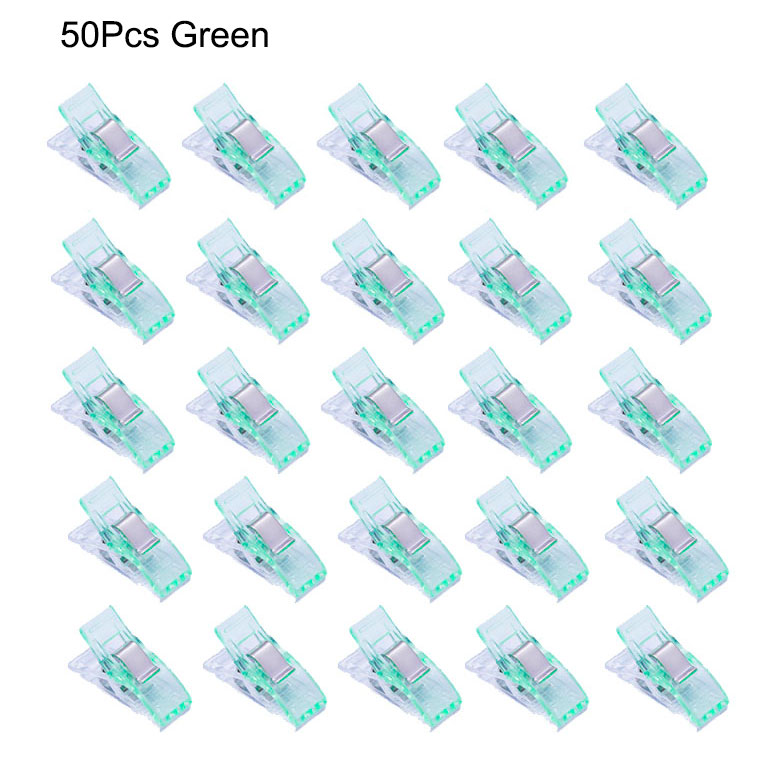 Clips de costura de plástico multiusos, pinzas para manualidades de tela, para acolchar, coser, encuadernar, tejer, 20/50 piezas: 50Pcs Green