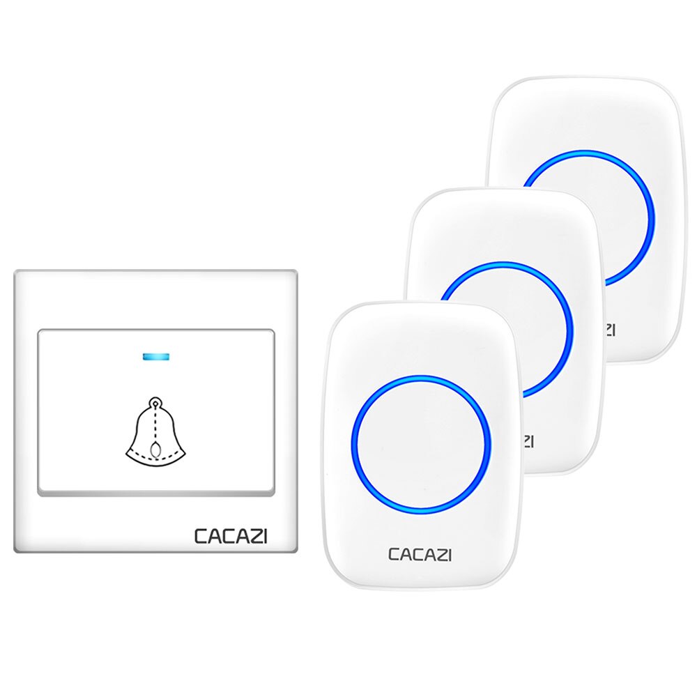 CACAZI Wireless Doorbell Waterproof 60 chimes 5 Volume Home Cordless Door Ring Bell 220V US EU UK Plug 1 2 Button 1 2 3 Receiver