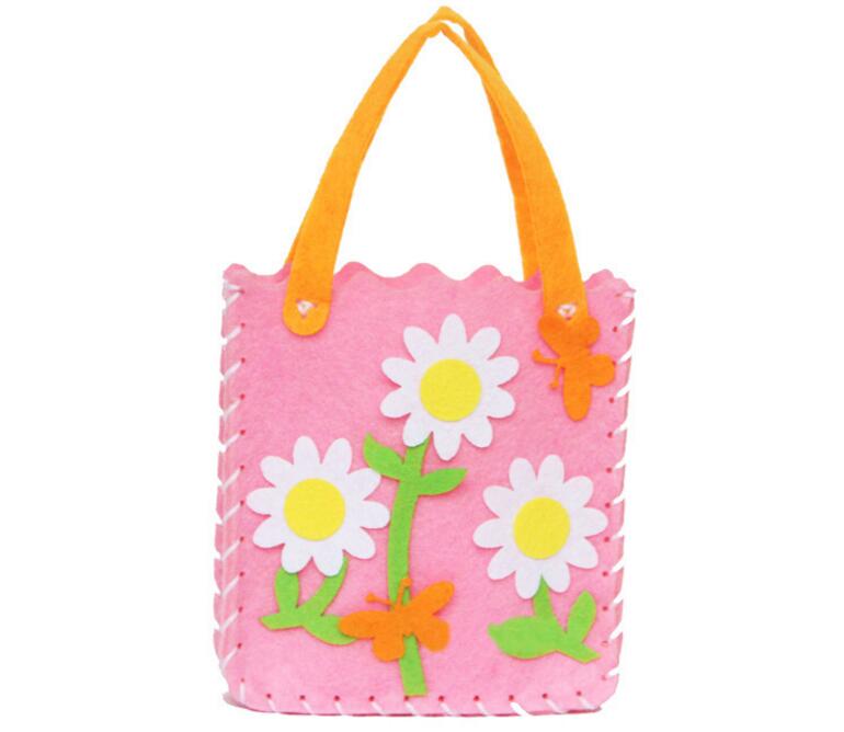 FAI DA TE Non Tessuto Borsa A Mano In Tessuto Fatti A Mano giocattolo Del Fumetto Stereo Pasta Arts & Crafts Giocattoli per la Scuola Materna Del Bambino Dei Bambini i principianti GYH: Pink flower