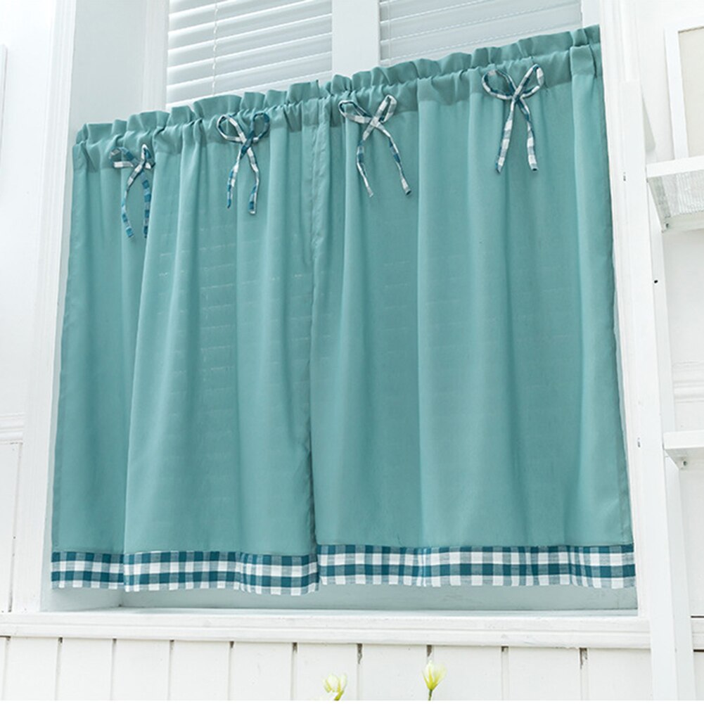 fast farge bowknot kjøkken kort gardin vindu valance drapere student seng gardin hjem balkong vindu dekorasjon