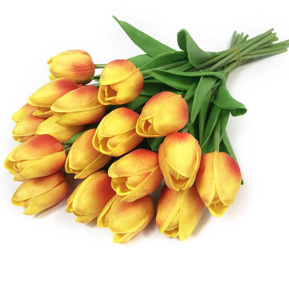 Witte Tulp Kunstbloemen Zijde Pioenen Bruiloft Decoratieve Vazen Voor Home Decor Bruid Boeket Schuim Ambachtelijke Nep Planten