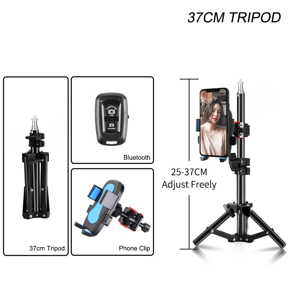 Stativ für iPhone praktisch Stativ mit Telefon Halfter und Fernauslöser Kompatibel mit iPhone/Android Perfekte für Selfie Video: 37cm Stativ