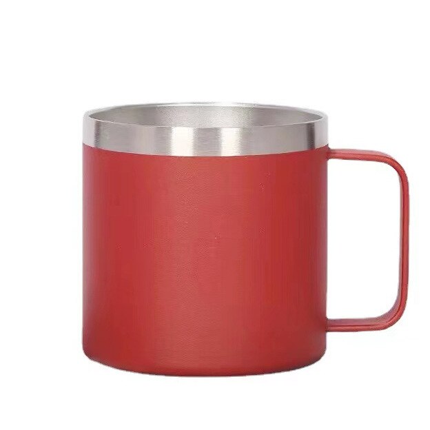 Vaso de Leche de acero inoxidable de 14oz, tazas de doble pared con aislamiento al vacío, vaso de vino de Metal con asas y tapas, taza de café deportiva: X11