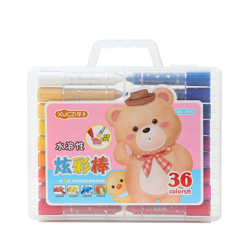 Primary school students rotating colorful sticks Water soluble oil pastels 36 color children's crayon painting set stationery: Default Title