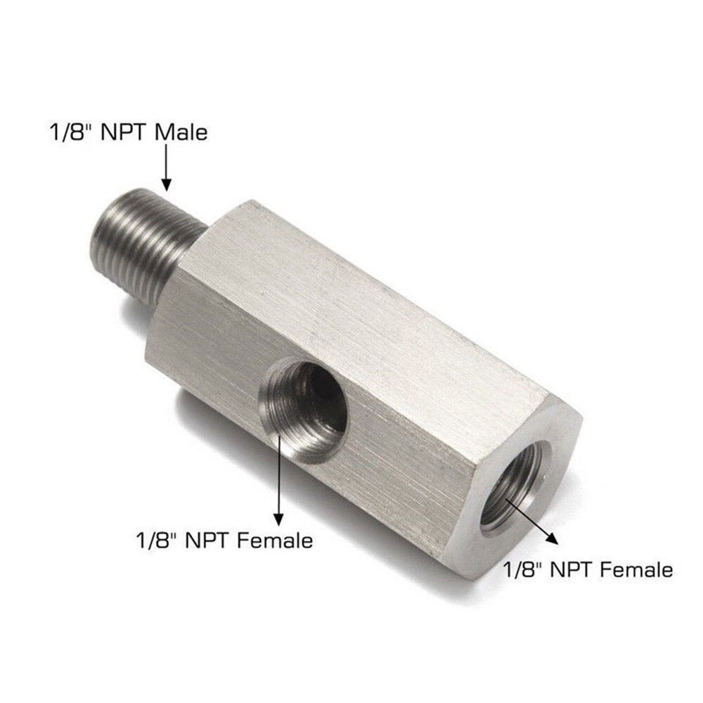 1/8'' NPT Oil Pressure Sensor Tee To NPT Adapter Turbo Supply Feed Line Gauge Car Accessories