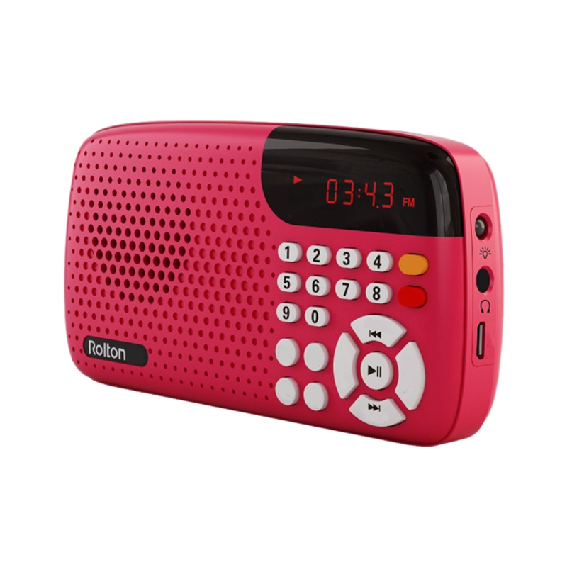 Rolton Portable Global FM Radio Dab Radios Portatil Am Fm Music Player Speaker TF Card USB for Phone with LED Display: Red