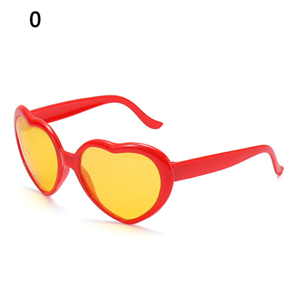 Love Heart Shaped Effects Glasses Watch The Lights Change to Heart Shape At Night Diffraction Women Sunglasses: A-Red