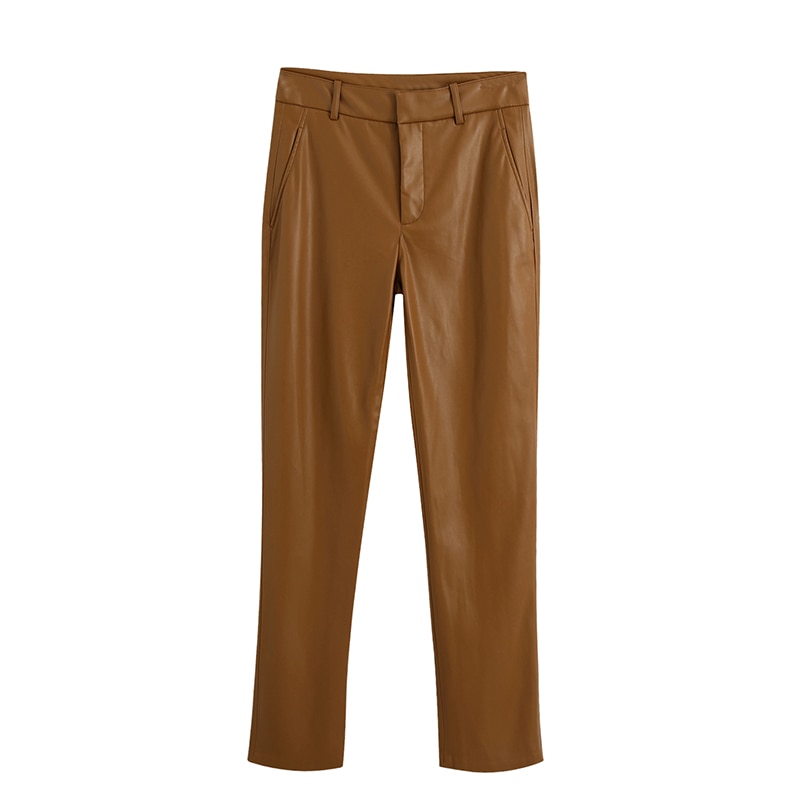 Damjacka za läder casual bruna jackor med enkel knapp pu långärmad varm kappa höst vinter blazer mujer