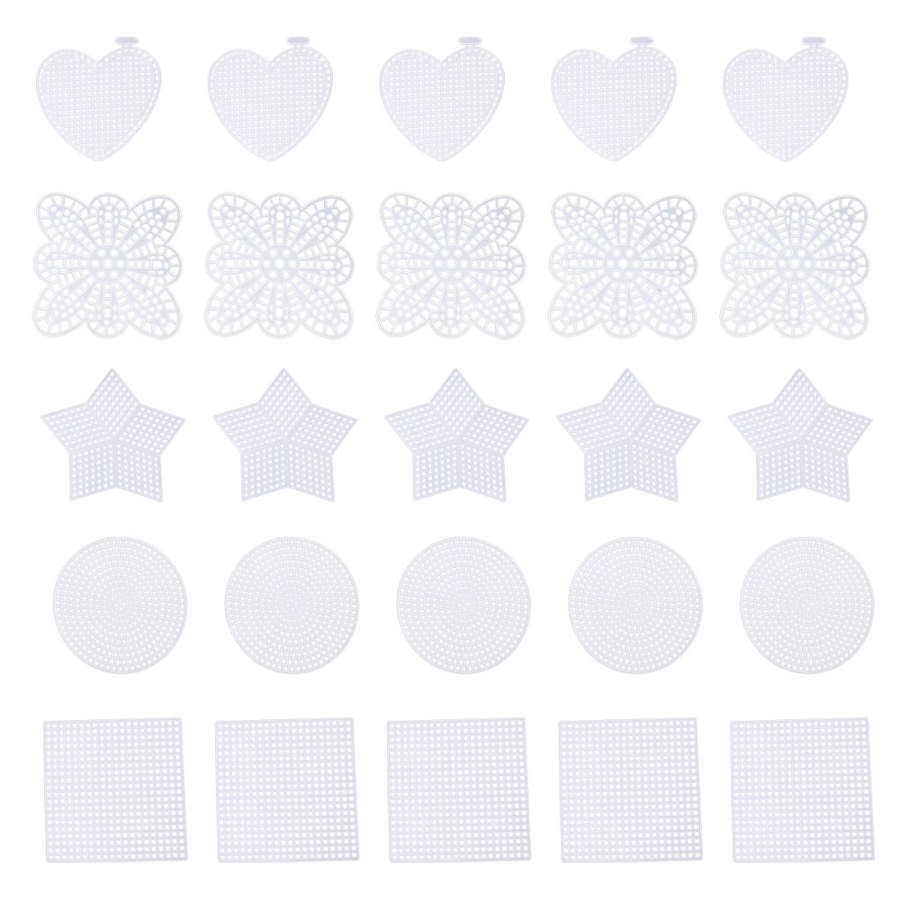 Socpuro 16 PCS Plastic Canvas Sheets, 4 Size Clear Plastic Mesh Canvas Sheets, Square/Round Holes Plastic Blank Canvas Sheets For Embroidery DIY Crafting, Knit Crochet Projects, Make Dividers