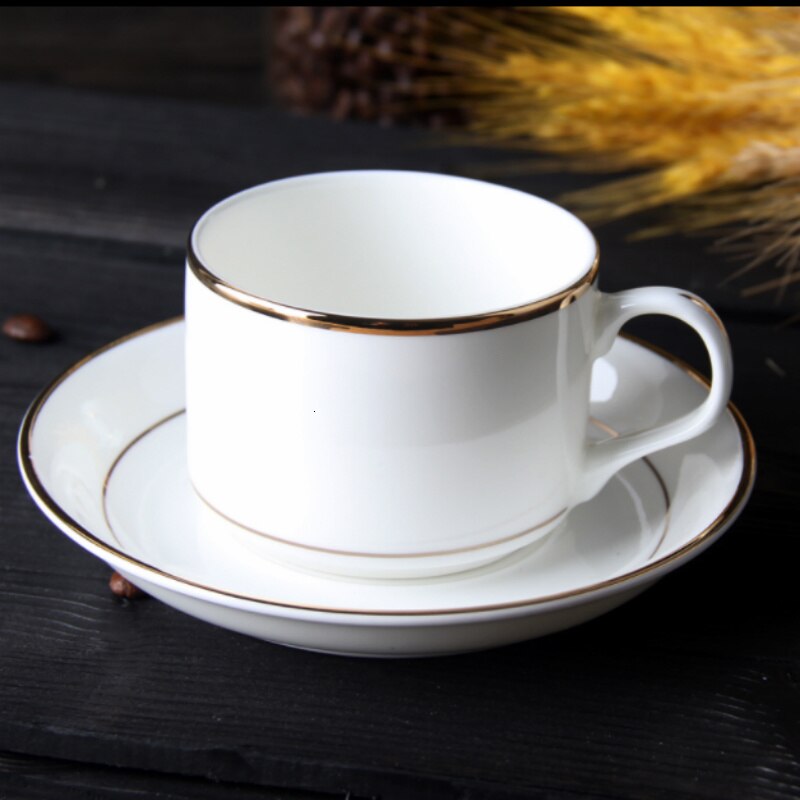 Bone China Coffee Cup Suit Bring Cup Dish Spoon Phnom Penh Silver Edge English-style Afternoon Tea Set Single Product Drink