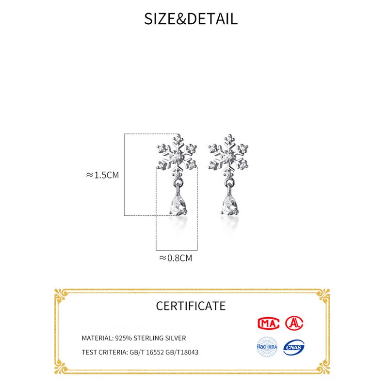 La Monada Stud Earrings For Women Silver 925 Snowflake Hanging Fine Women Earrings Jewelry Stud Earrings 925 Silver Beautiful