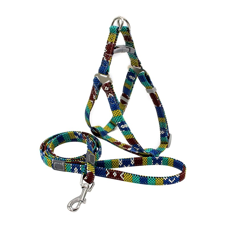 Indische Stijl Dog Harness en Leash Set Hond Canvas Band Vest En Trekkabel Voor Outdoor Lopen Voor Kleine Medium huisdieren: A