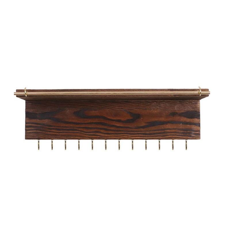 Organizador para presentación de joyas, gancho de madera montado en la pared, soporte para collar y pendientes