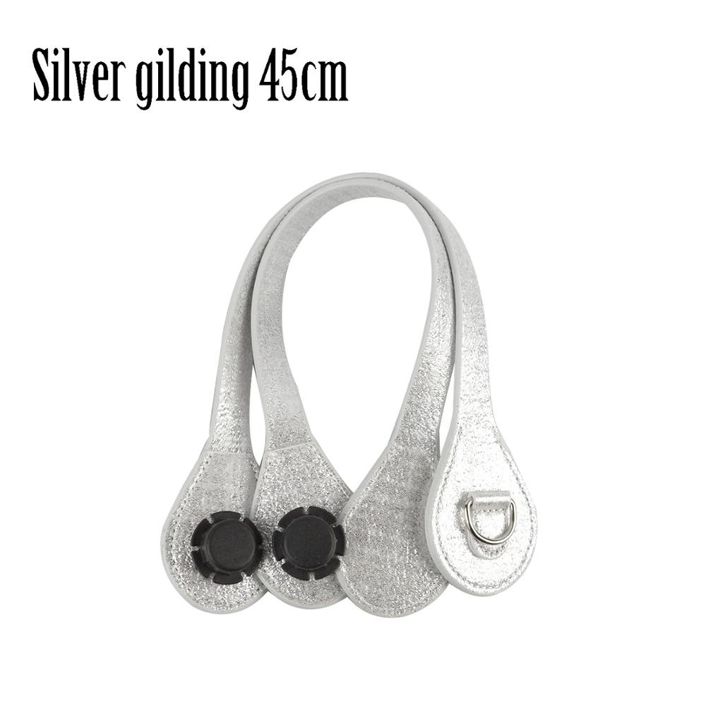 Tanqu Short Handles with Edge Painting D Buckle Round Teardrop End Faux Leather Part for OBag Belt for EVA O Bag: silver gilding 45