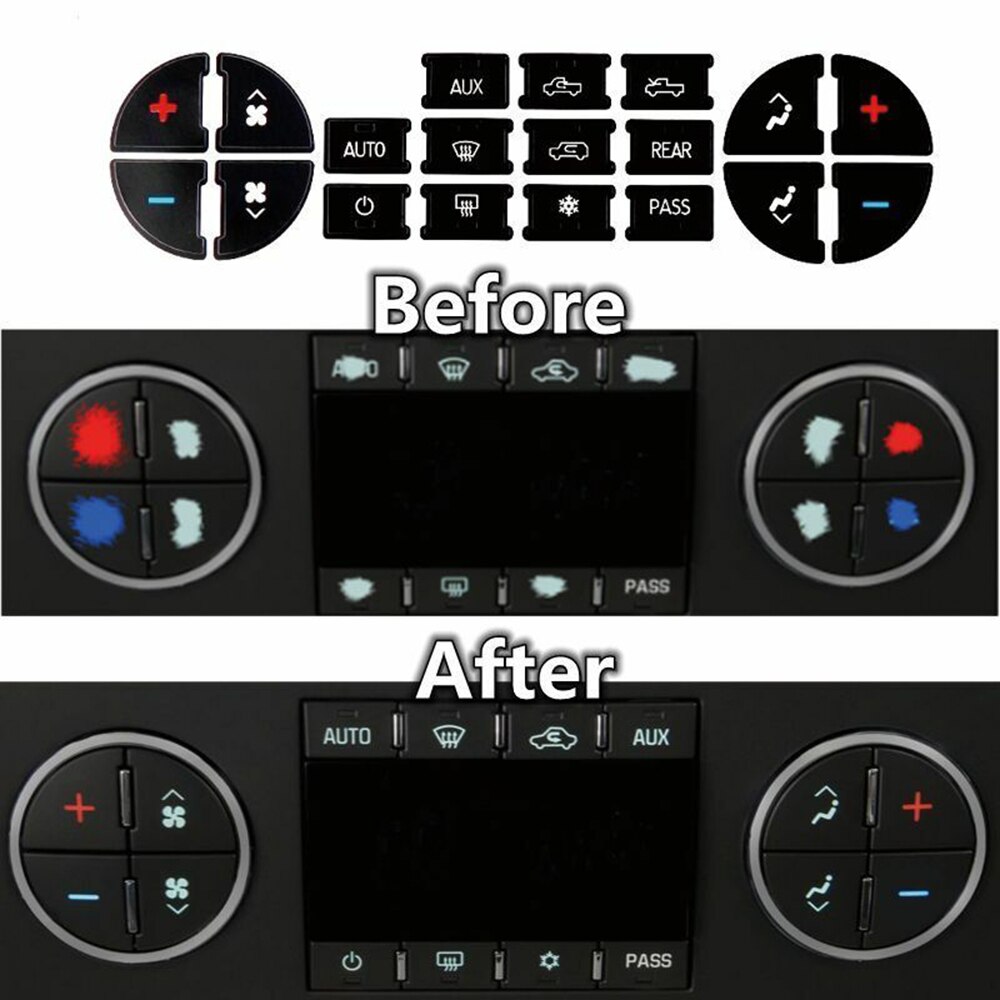 Autosticker airco dashboardknop reparatieset stickers vervangen voor chevrolet gmc tahoe
