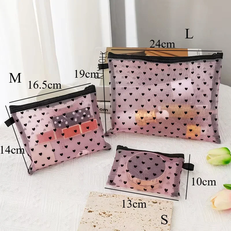 1pc Frauen Reisen Kosmetik Tasche transparent Gittergewebe machen-hoch fallen Organizer Lagerung Beutel lässig Reißverschluss machen-hoch Kulturbeutel Waschen Taschen: M / Armee Grün