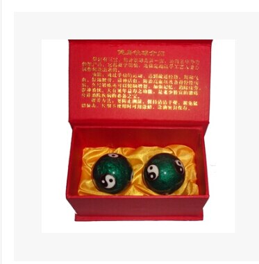 Bola de hierro baoding hecha a mano de 40mm con tai chi chino típico. Fácil de llevar. Bolas de estrés musicales cloisonné de imitación. ¿Caja de papel?: Azul