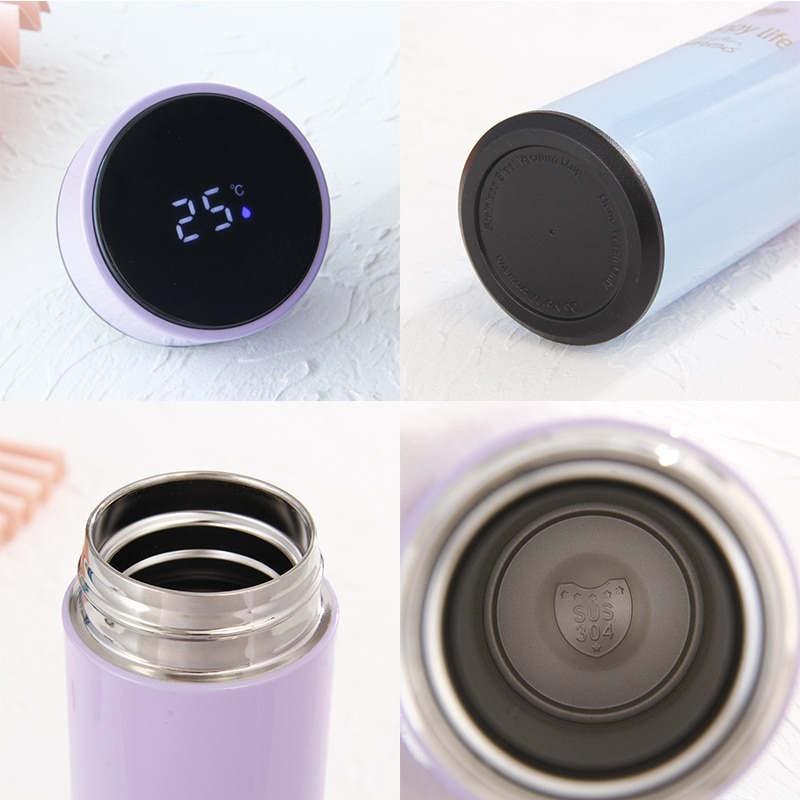 500ml smarte termos vannflasker ledet digital temperatur vise rustfritt stål kaffe termiske krus intelligente isolasjon kopper