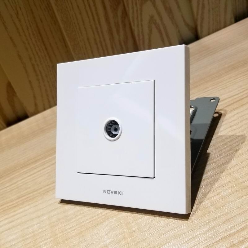 Argento Placcato il Doppio antenna TV Presa A Muro PC Pannello Bianco 86*86 millimetri, cavo coassiale Connettore Spina Presa TV