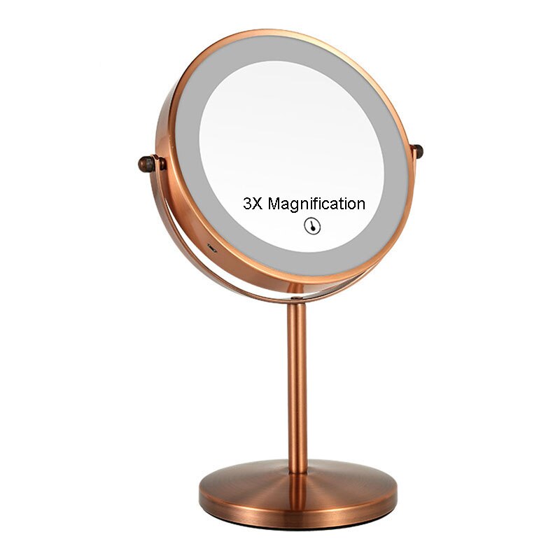 Dobbeltsidet forfængelighed spejl med lys , 10x forstørrelse led makeup spejl, touch dimmer, bordspejl, usb genopladelig: Klassisk stil -3x
