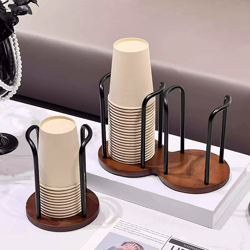 Keuken Papieren Bekerhouder Luxe Wegwerp Beker Opslag Houder Desktop Papieren Beker Opbergrek Houten Dispenser Mok Display Stand