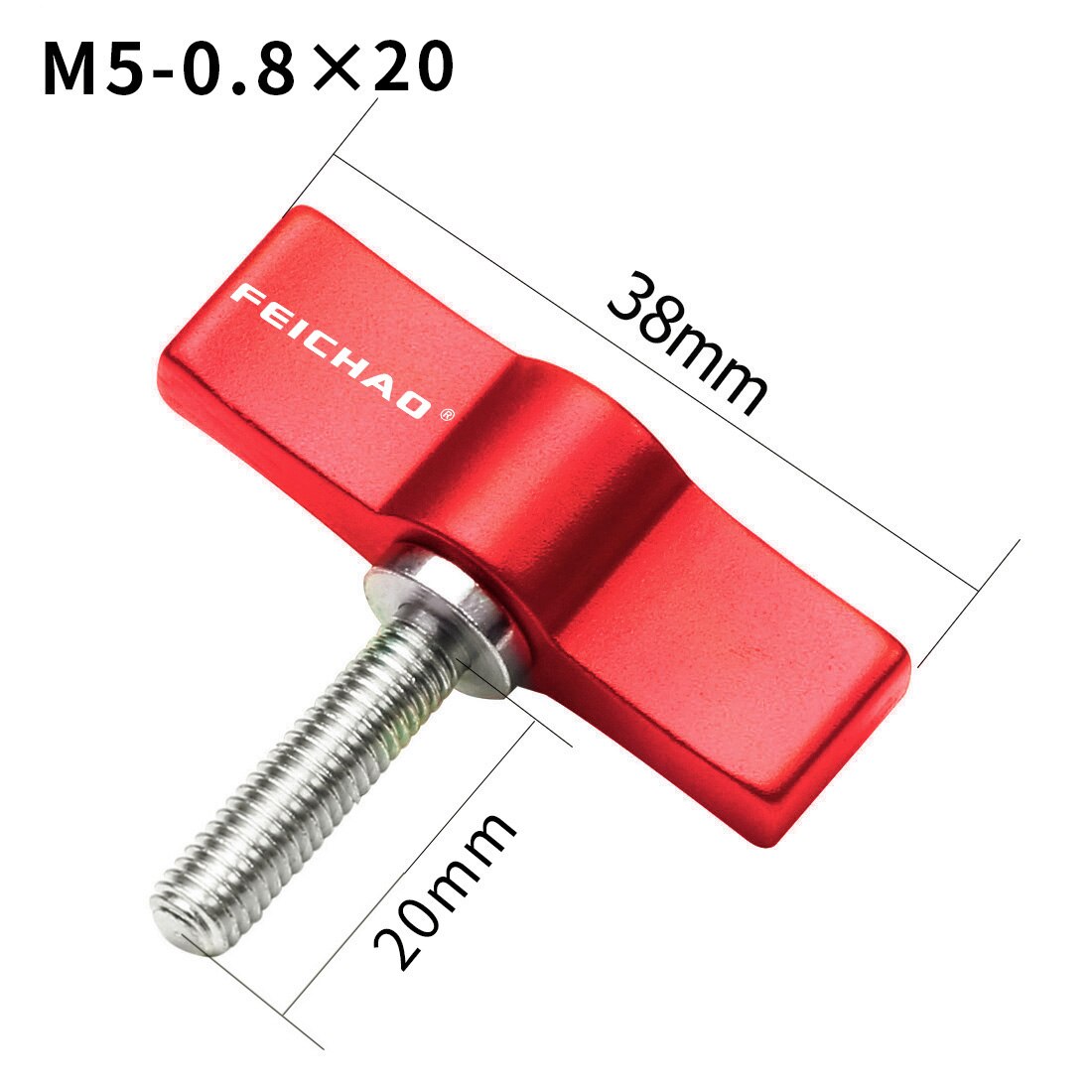 Tornillo de acero inoxidable 1/4 para cámara SLR mango ajustable, M4, M5, 304, adaptador de bloqueo de abrazadera deslizante, llave en forma de T para Gopro: M5x20 Red