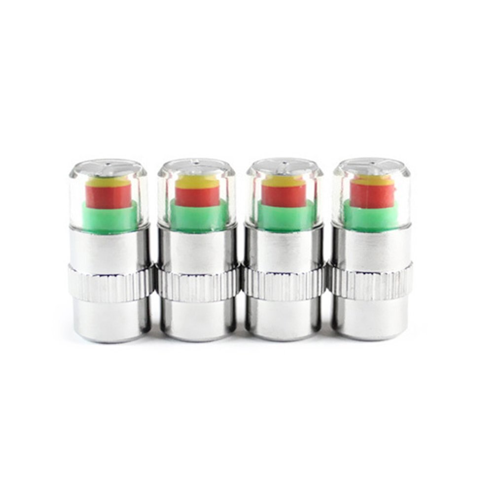 4pcs/set Car Tire Pressure Sensor Monitor Valve Stem Caps Air Alert Valve Cap Light Indicator Tester
