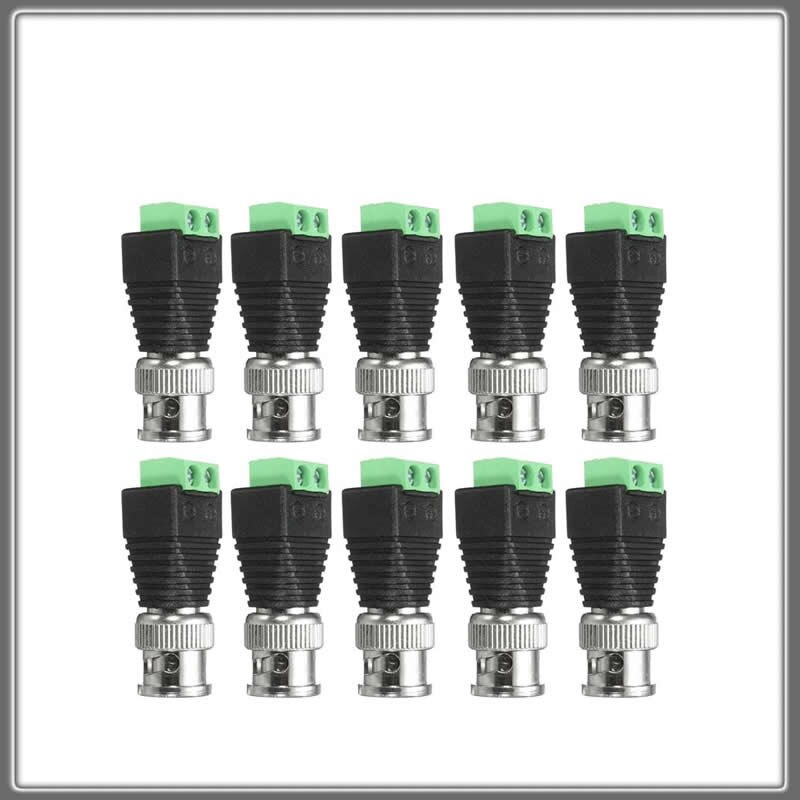 Connecteur mâle BNC torsadé Coaxial pour caméra de vidéosurveillance, accessoires pour système de sécurité, CAT5, 100 pièces/lot