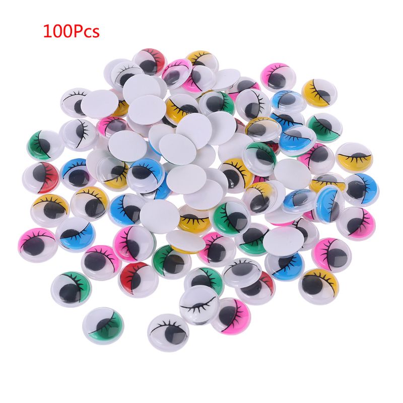 100 stk blandede farve selvklæbende øjne med øjenvipper til dukke bjørn udstoppet legetøj gør-det-selv håndværk 6mm/7mm/8mm/10mm/12mm/15mm/18mm/20mm: 20mm