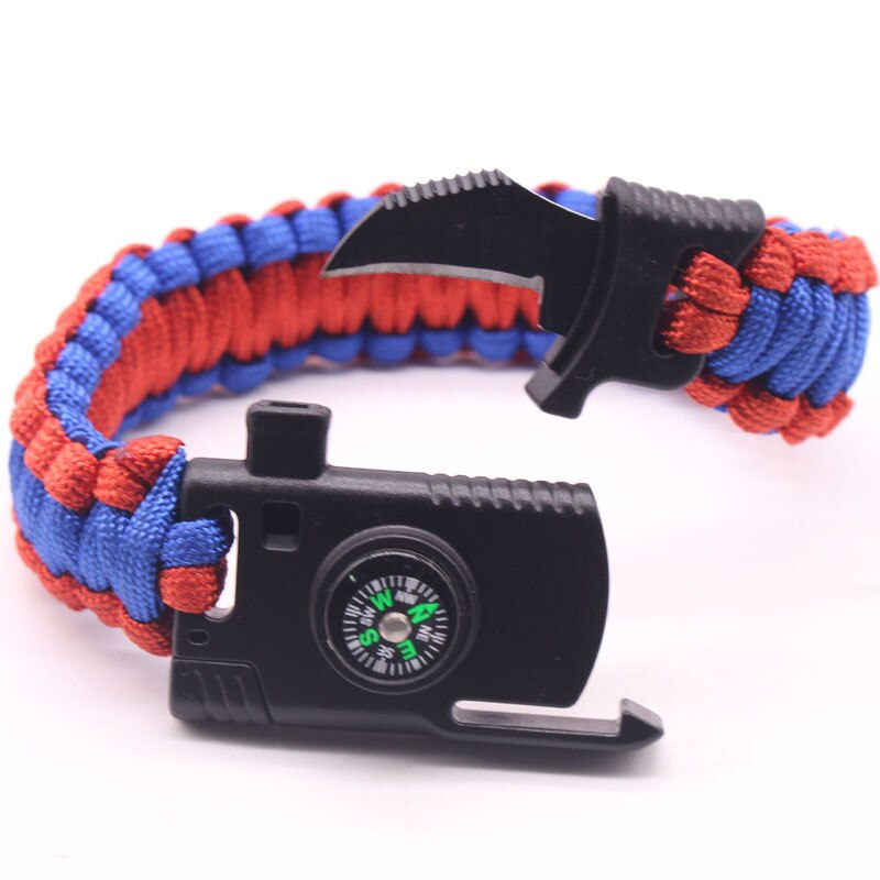 Men Braided Multi-function Outdoor Paracord Survival Bracelet Knife Compass Camping Rescue Emergency Rope Bracelets For Women