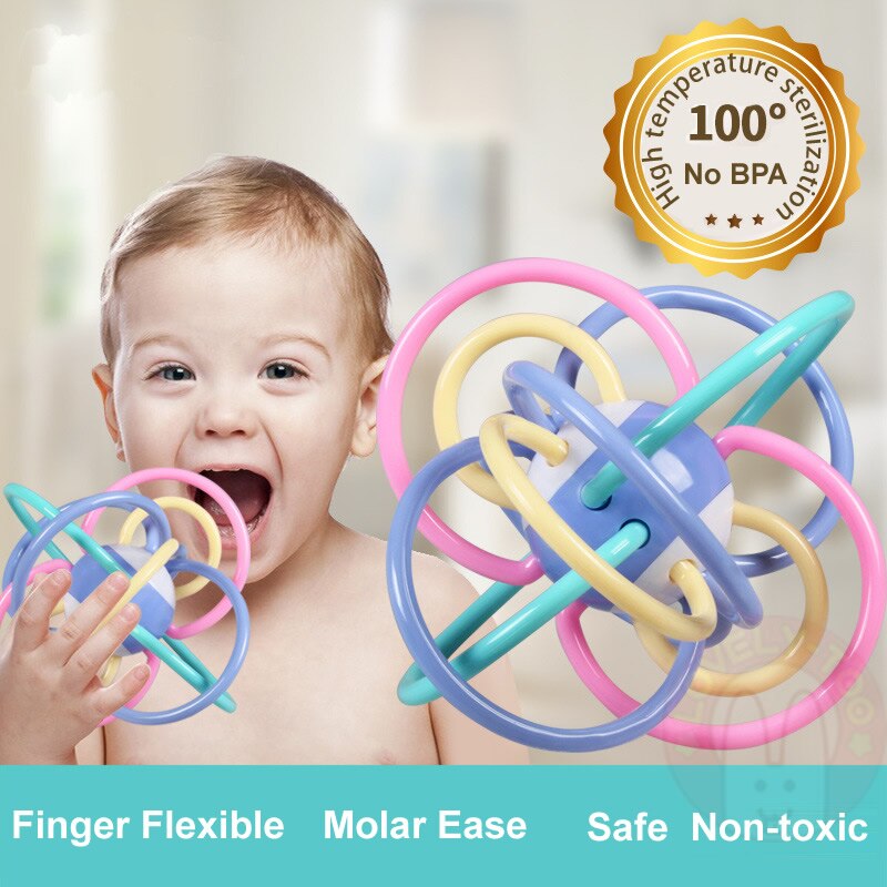 Baby Rattles Baby Toys 0-12 months Plastic Teethers Babies Bitter Gum Hand Bell Ball Mordant Educational Toy For Children