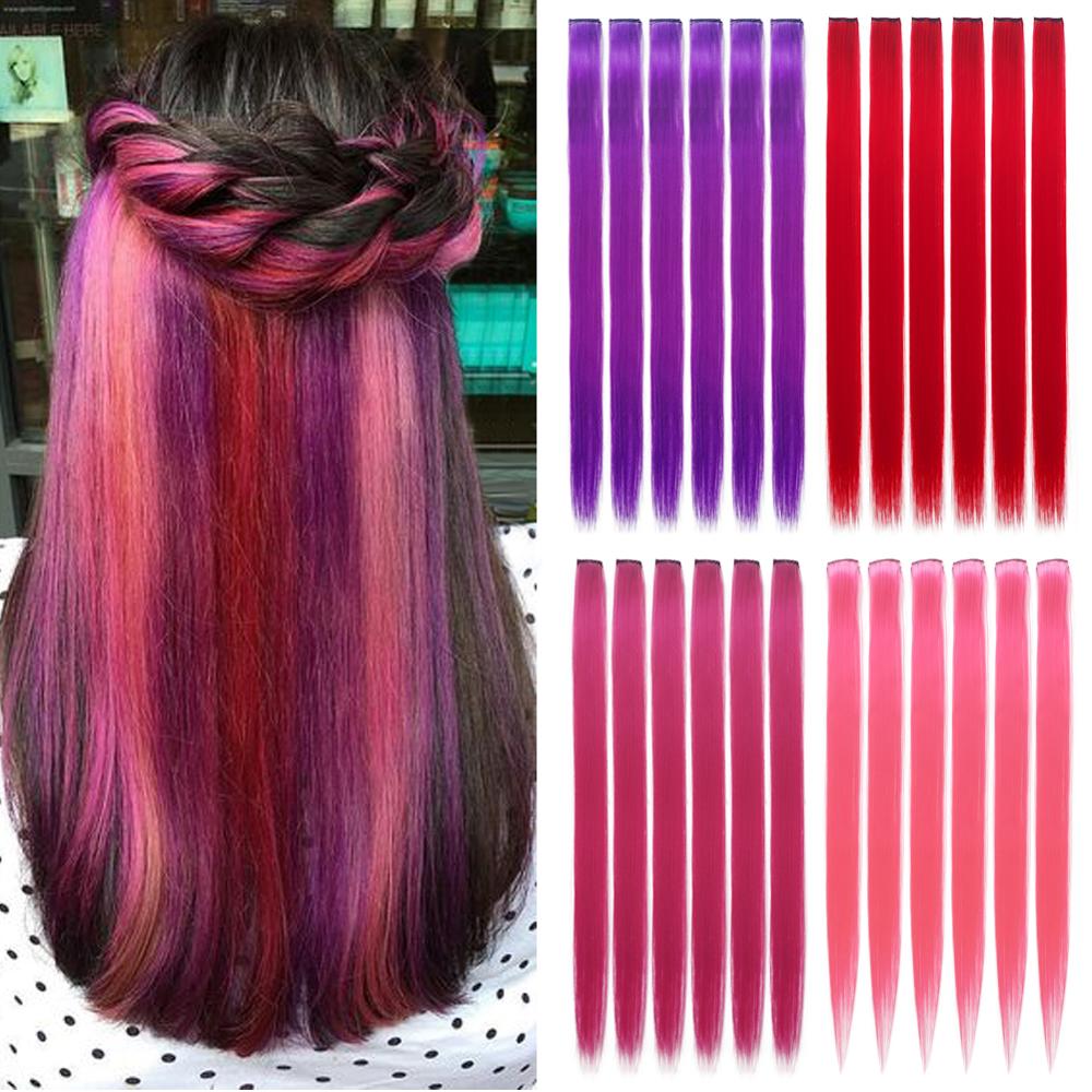 Onyx 20 &quot;Straight Regenboog Gekleurde Hairpiec 26/Pcs Synthetisch Haar Extensions Pure Clip Strips Haarstukje Voor Vrouwen