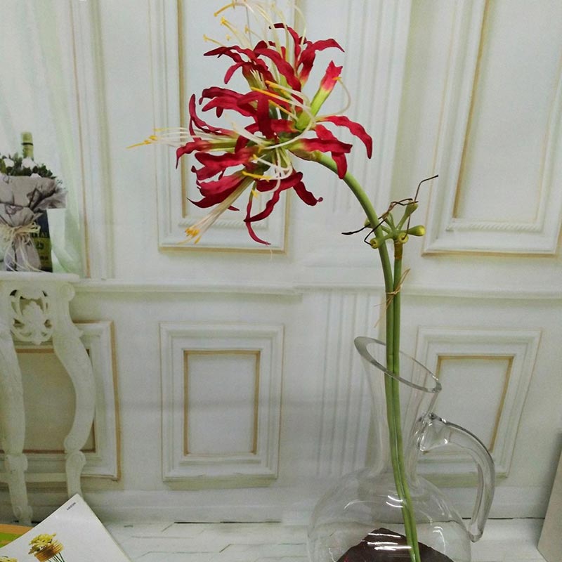Fleurs artificielles higanbana, 2 fourchettes, simulation de branches d'orchidées, décoration de mariage à domicile: red